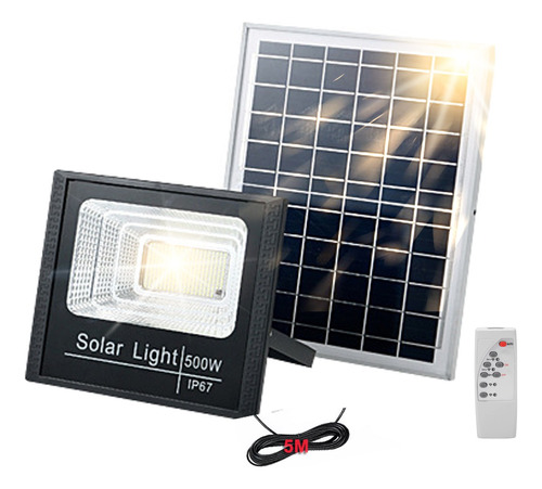 Reflector Solar Led Exterior 500w, Lámpara Foco Impermeable