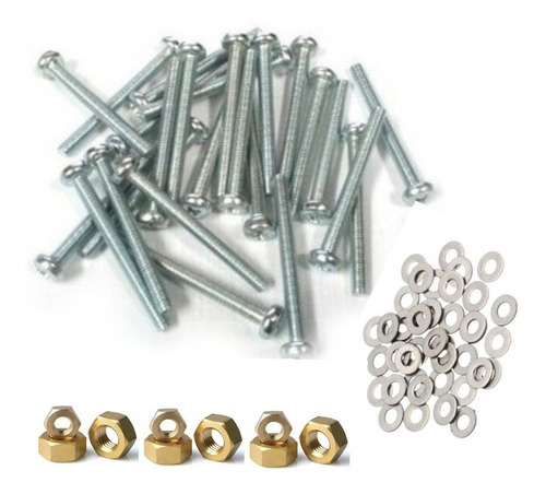 Tornillos M4 X 20mm Pack X 50 Unid Con Tuercas Y Arandelas