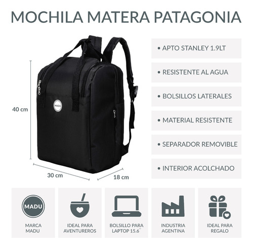 Set Estuches Porta Yerba Azucar Mochila Matera 1.9lts Madu