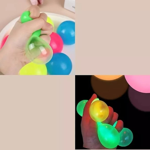 Pelotas Fluorescentes Pegajosas Juguete Niño Pack 12
