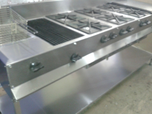 Estufa 6 Quemadores Plancha Asador Y Freidora Lujo