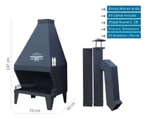 Comprar Estufa Frontal Leña Chapa 18 70x137cm Kit De Caños Incluido