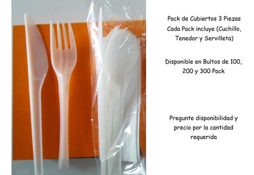 Kit Cubiertos Plástico Desechables (pack De 3 Y 4piezas)