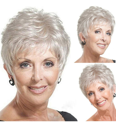 Peruca Loira Clara De Cabelo Curto Para Mulheres Com Franja,