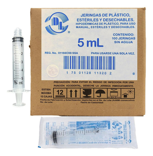 Caja De 100 Jeringas Dl 5 Ml Sin Aguja