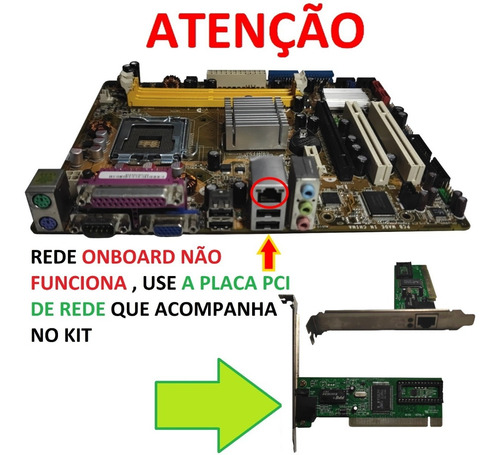 Kit Placa Mãe Asus P5gc-mx/1333 + Dual Core 3.06 + Ddr2 3gb