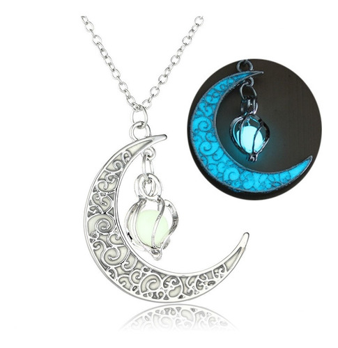 Collar Dije Luna Luminoso Brillante Oscuridad Noche C112