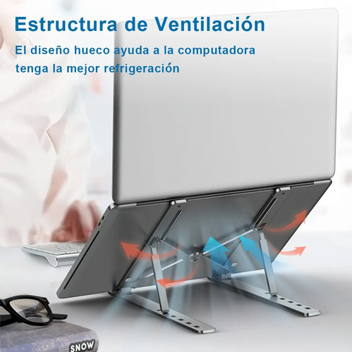 Soporte Ajustable Para Laptop Base Portatil Plegable Tablet Plateado