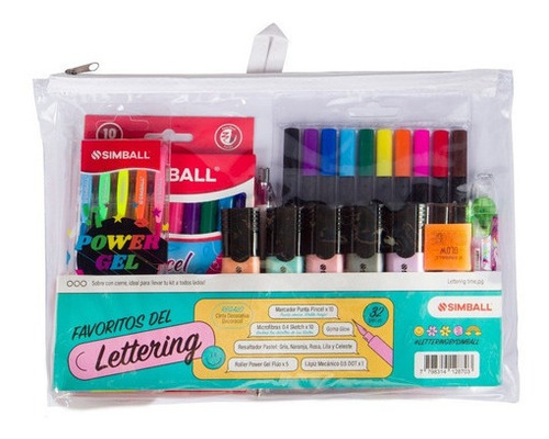 Kit De Lettering Simball 32 Piezas Punta Pincel Resaltadores