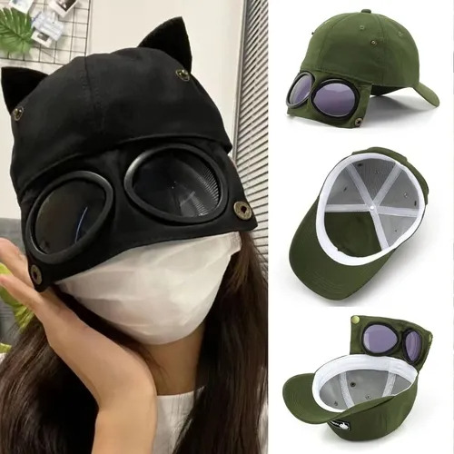 Gorra Con Orejas Y Lentes Cómoda Deportes Al Aire Libre 1pz