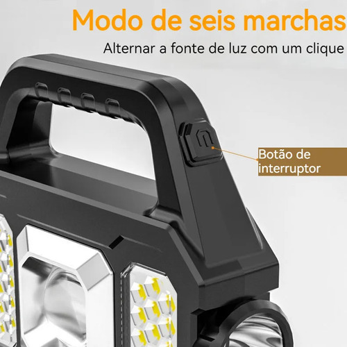 Linterna Portátil Grande Con Luces Reflectoras Recargabl Led