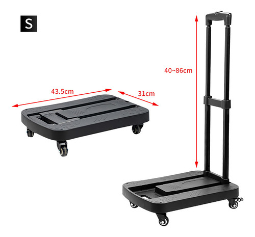 Carrito De Mano Plegable De Alta Resistencia Con 4 Ruedas Pa