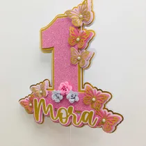 Comprar Cake Topper Deco Torta Mariposas Flores 3d Personalizado