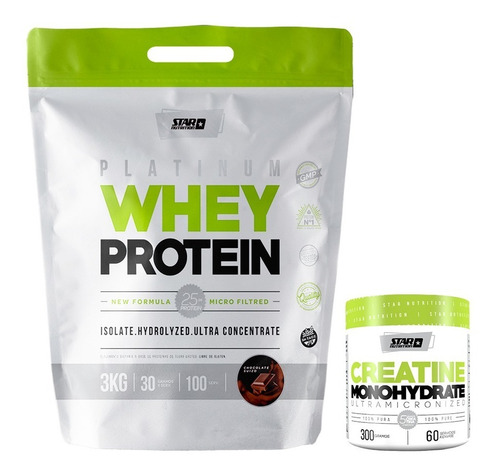 Proteina Star Nutrition  3 Kg + Creatina 300gr Masa Muscular