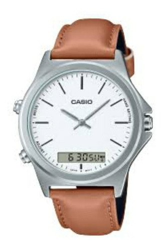 Reloj Casio Modelo Mtp-vc01 Caratula Blanca Piel