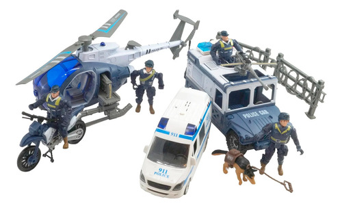 Set De Policia Luz Sonido Moto Ambulancia Helicoptero  Cadia