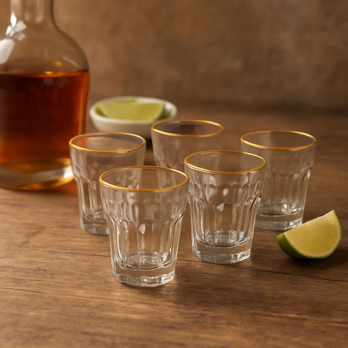 Kit 12 Mini Copo Shot Taca Lembrancinha Licor 43 Dourado