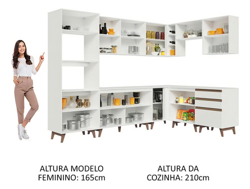 Cozinha Completa Canto Madesa Reims 462001 Armário - Branco