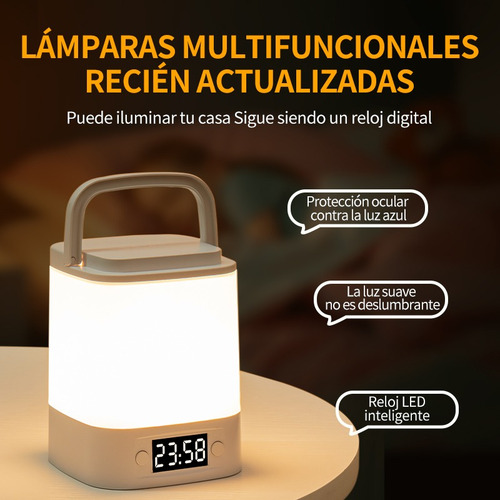 Lámpara Tricolor Led Con Reloj Electrónico, Lámpara Nocturna
