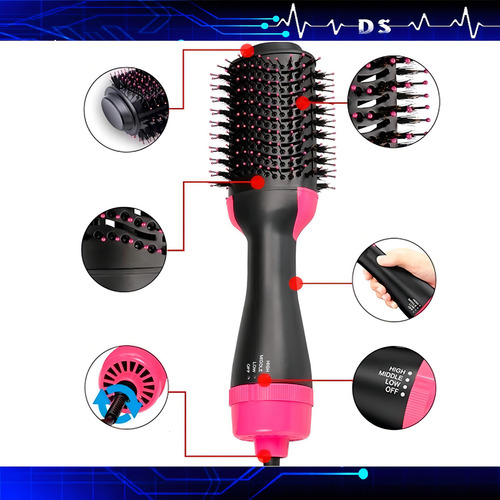 Escova Secadora De Cabelo Modeladora Potente 3 Em 1