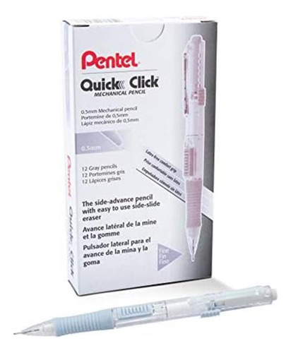 Lápis Mecânico Pentel Quick Click (0,5 Mm), Cano Cinza, Cai