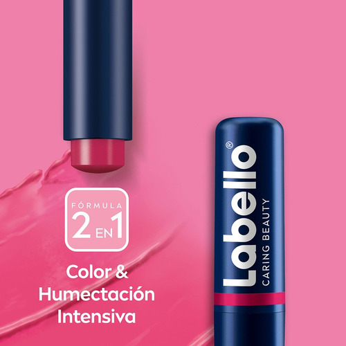 Bálsamo Labial Labello Caring Beauty 2 En 1 Color Pink 4.8g
