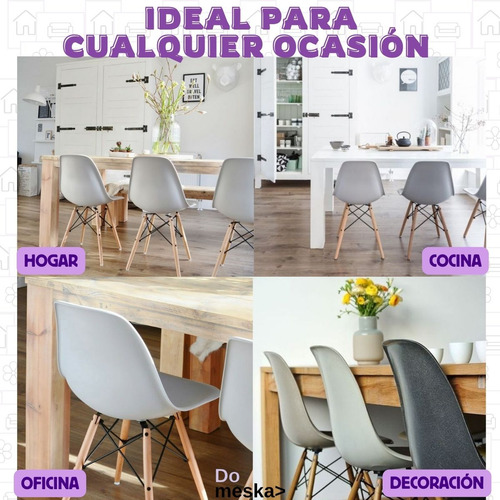Set 6 Sillas Eames Minimalista Para Jardin Salas Comedor