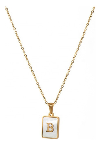 Collar Con Colgante De Letra Cuadrada Para Mujer, Titanio