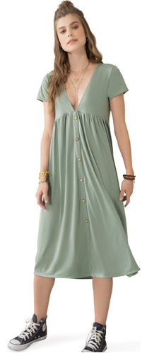 Vestido Largo Para Mujer Verde Oliva Rutta