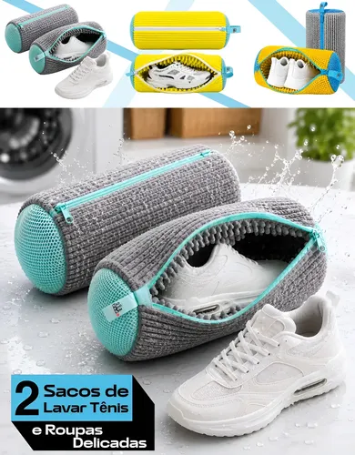Kit 2 Sacos Para Lavar Tênis E Sapatos Em Máquina De Lavar