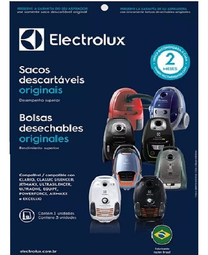 Kit Com 3 Sacos De Aspirador Electrolux Clario