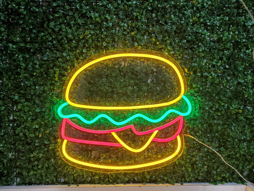 Letrero Led Neon Hamburguesa Anuncio Snack