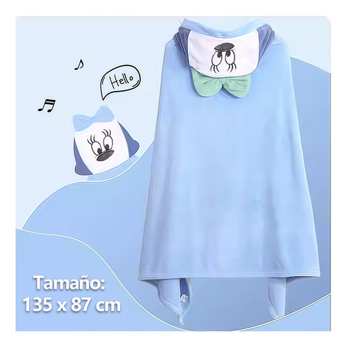Toallas De Baño Infantil Con Capucha De Dibujos Animados Mini Azul