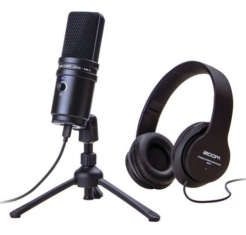 Zoom Zum-2 Podcast Mic Pack, Podcast Micrófono Usb, Trípode, Color Negro