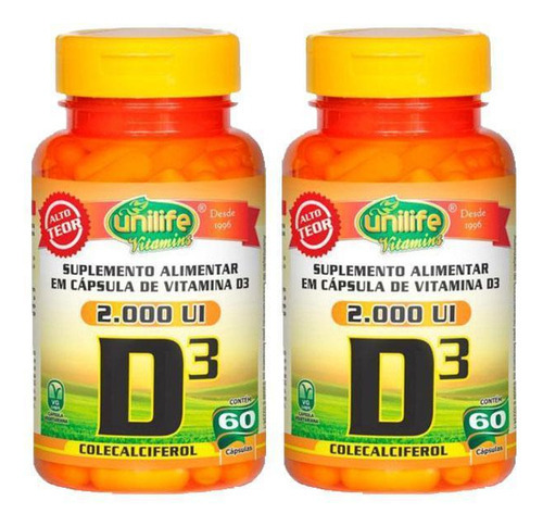 Kit 2 Vitamina D3 2000 UI - 60 Capsules - Unilife