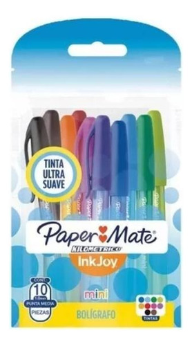 Bolígrafos Mini Papermate Punta Media 10 Pza Colores Surtido