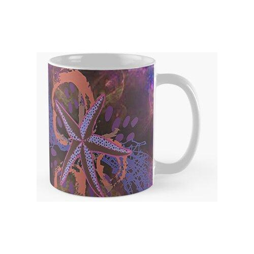 Taza Abstract Oceanic Star Fish Design,2, Arte Abstracto Psi