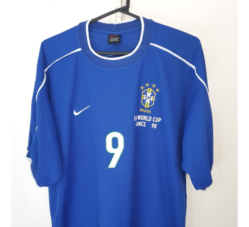 Camiseta Seleccion Brasil 1998 Nike Azul Ronaldo Nazario