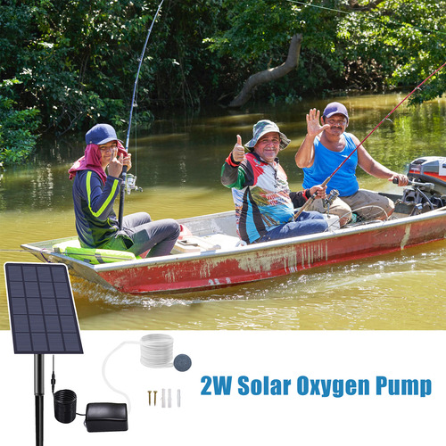 Bomba Solar De Oxigênio Para Tanque De Peixes E Lagoa Com Pe