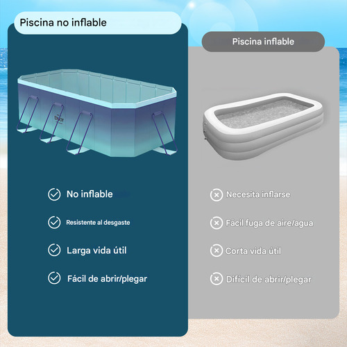 Piscina Grande Rectangular Para Exteriores Portátil De 3m
