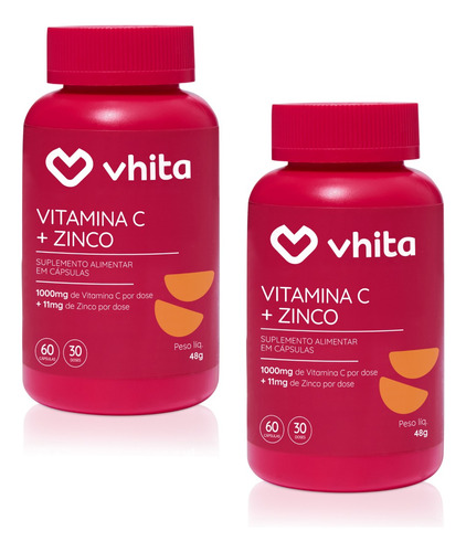 Kit 2 Vitamina C 1g - 60 Cáps - Vhita