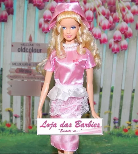 Roupa De Médica Enfermeira Para Boneca Barbie Chapéu Rosa