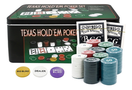Set Poker Texas Blackjack 200 Fichas 2 Mazos Paño Y Fichero