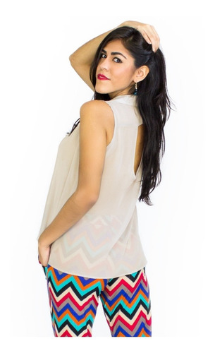 Blusa Chiffon Unicolor Sin Mangas Blusa Chiffon Unicolor Sin Mangas
