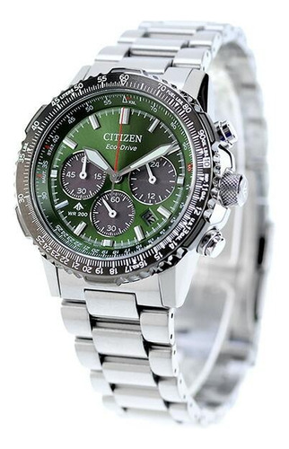 Citizen Promaster Air Navihawk Green Ca4664-60w Correa Plata Bisel Plata Fondo Verde
