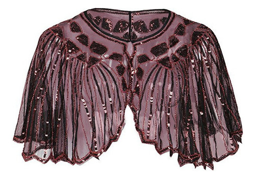 Deco Sequined Evening Mantle Bolero Beaded Shawl