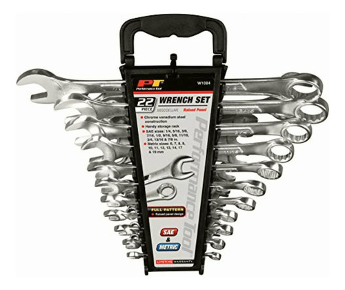 Performance Tool W1084 Combination Wrench Set, 22-piece