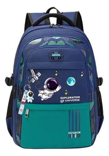 Mochila ortopédica infantil, astronauta, impermeável, cor verde