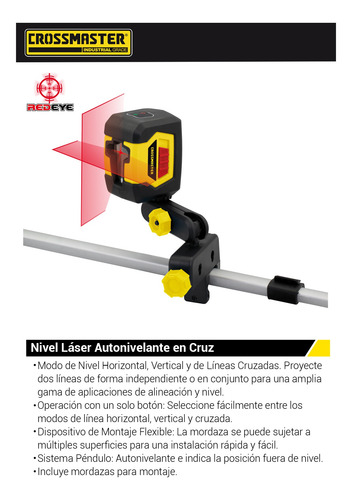 Imagen 2 de 3 de Nivel Láser Autonivelante Cruz 10 Mts Crossmaster 9936170