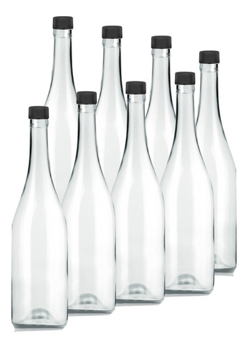 8 Botellas Borgoñeras De Vidrio 175 Ml Con Tapa Grado Alimen